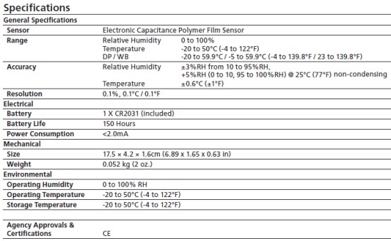 Amprobe TH-1 specifications
