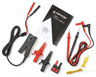 Includes inductive pick-up probe carrying case, test leads, test lead extender tips, threaded alligator clips, type k temperature probe, spare fuse 