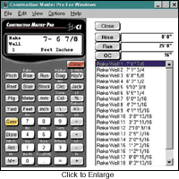 Determines each stud length for any on-center spacing