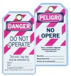 Heavy-Duty Lockout Tags - Do Not Operate - Bilingual (English / Spanish)