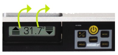 Johnson 40-6080 LCD Screen Displays Inclination in Degrees or Percent and it rotates 180 degrees.