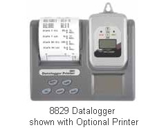 8829 Temperature / Humidity Datalogger shown with Optional 9801 Printer