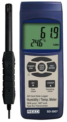 REED SD-3007 Datalogging Thermo-Hygrometer, Temperature / Humidity Meter