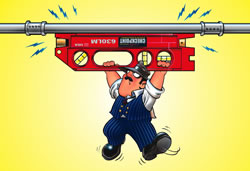 Conduit Level has powerful magnets and a concave base to align the Laser Level with the pipe