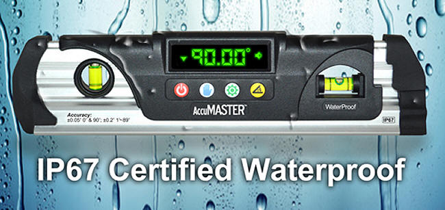 AccuMASTER Digital Torpedo Level is IP67 Certified Waterproof