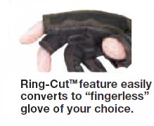 Ring-Cut feature easily converts to fingerless glove of your choice