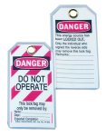 Heavy-Duty Lockout Tags - Do Not Operate - (Red striped background)
