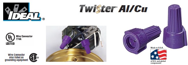 Ideal Twisters Al/Cu Wing Nut Wire Connectors Aluminum to Copper 10pc 65 Purple 