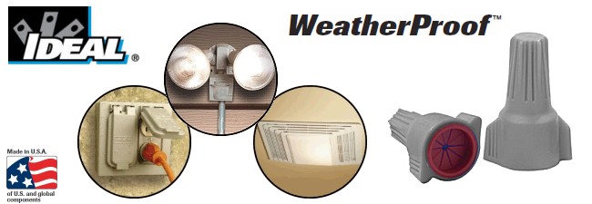 IDEAL WeatherProof Wire Connectors are suited for interior and exterior electrical connections exposed to rain or damp conditions.