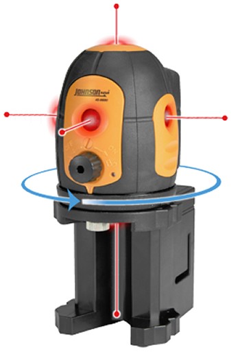 Johnson Self-Leveling 5-Dot Laser Level 40-6680 rotates 360° when attached to magnetic laser mount