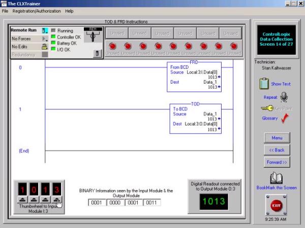 CLXTrainer - ControlLogix Data Collection Screen