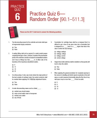 2017 NEC Practice Questions Sample Page
