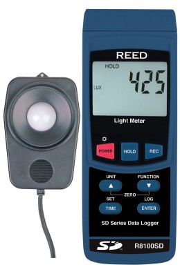 REED R8100SD Datalogging Light Meter w/ Temperature