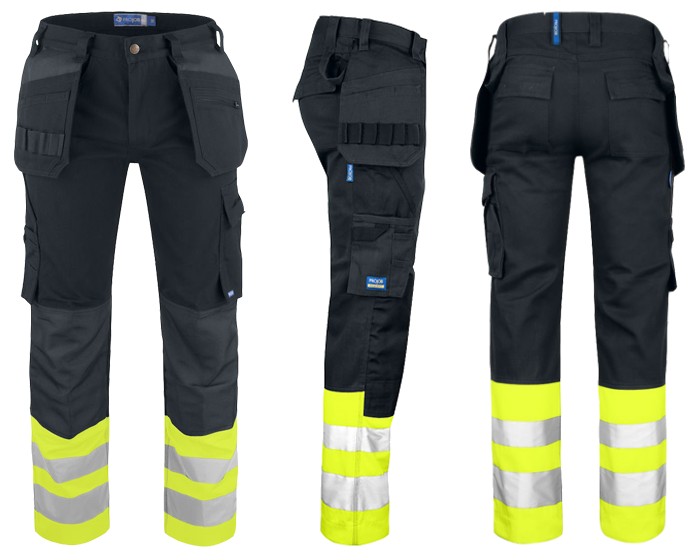 Class 1-646502 Projob Hi Vis Work Trousers with Knee Pad & Holster Pockets