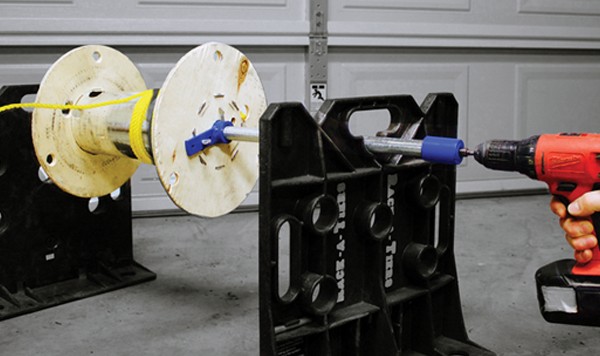 The Spool Mule is a simple, yet effective tool for re-spooling wire, rope, and a variety of other cables.