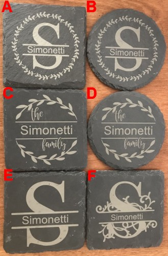 Custom Monogram Slate Coasters