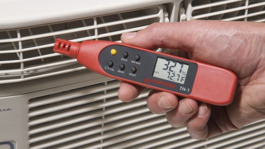 Take this small portable RH/Temp meter, Model TH-1 anywhere for those quick comfort-level measurements.