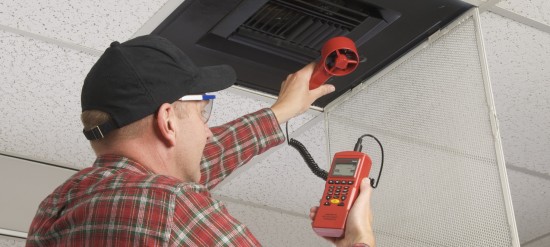 The Amprobe TMA40 provides three measurements in one: Air Velocity or volume, Relative Humidity and Temperature