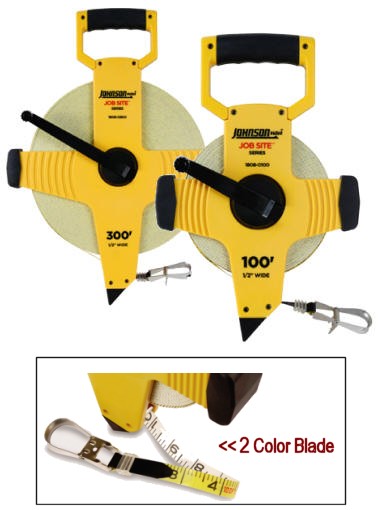 JobSite Fiberglass Tapes w/ 2 Color Blades: White Inch Scale, Yellow Inch Engineer's Scale