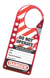 Labeled Red Lockout Hasp