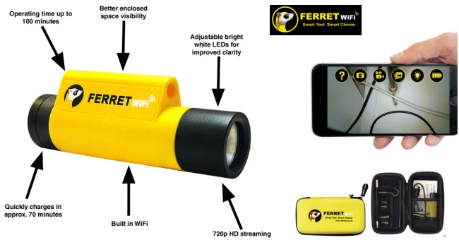 Ferret WiFi Multipurpose Wireless Inspection Camera & Cabling Pulling Tool