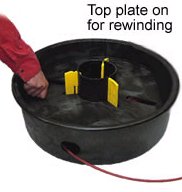 Removable top plate has handle for rewinding wire