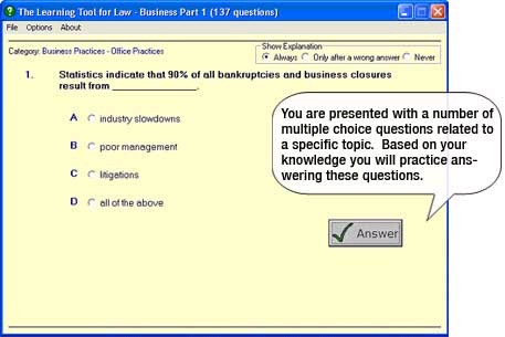 You are presented with a number of Multiple Choice questions related to a specific topic. Based on your knowledge you will practice answering them
