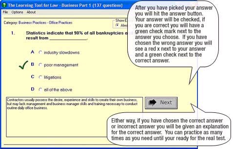 After you have picked your answers you will hit the answer button. Your answer will be checked, if you are correct you will have a green check mark next to the answer you chose. If you have chosen the wrong answer you will see a red x next to your answer and a green check next to the correct answer.